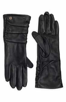 Cole Haan Ruched Leather Gloves