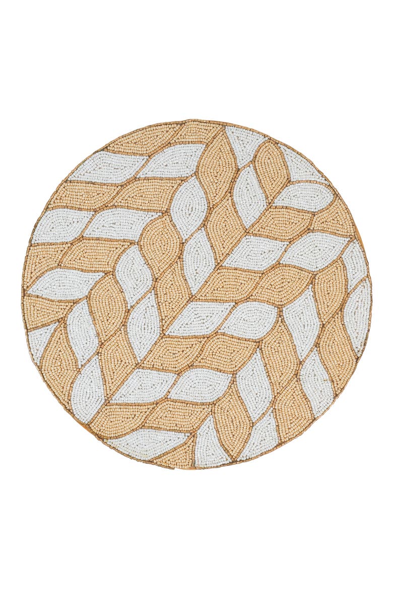 Beaded Placemat, Main, color, WHITE/ NATURAL