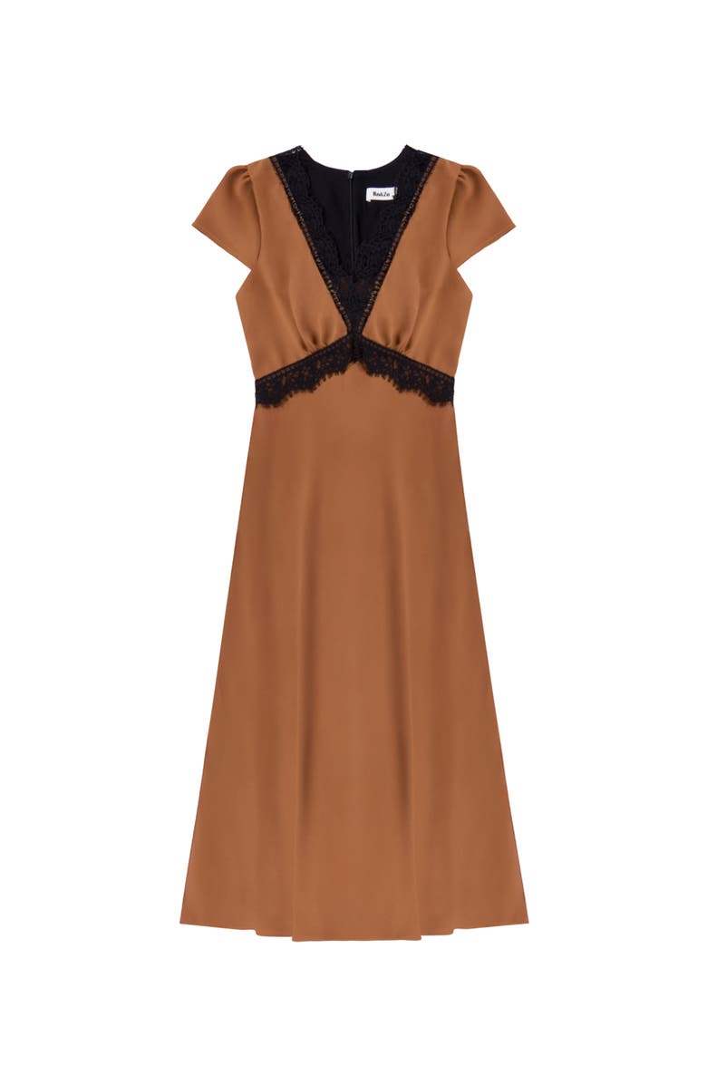 Ro&Zo Lace Trim Maxi Dress, Alternate, color, Caramel