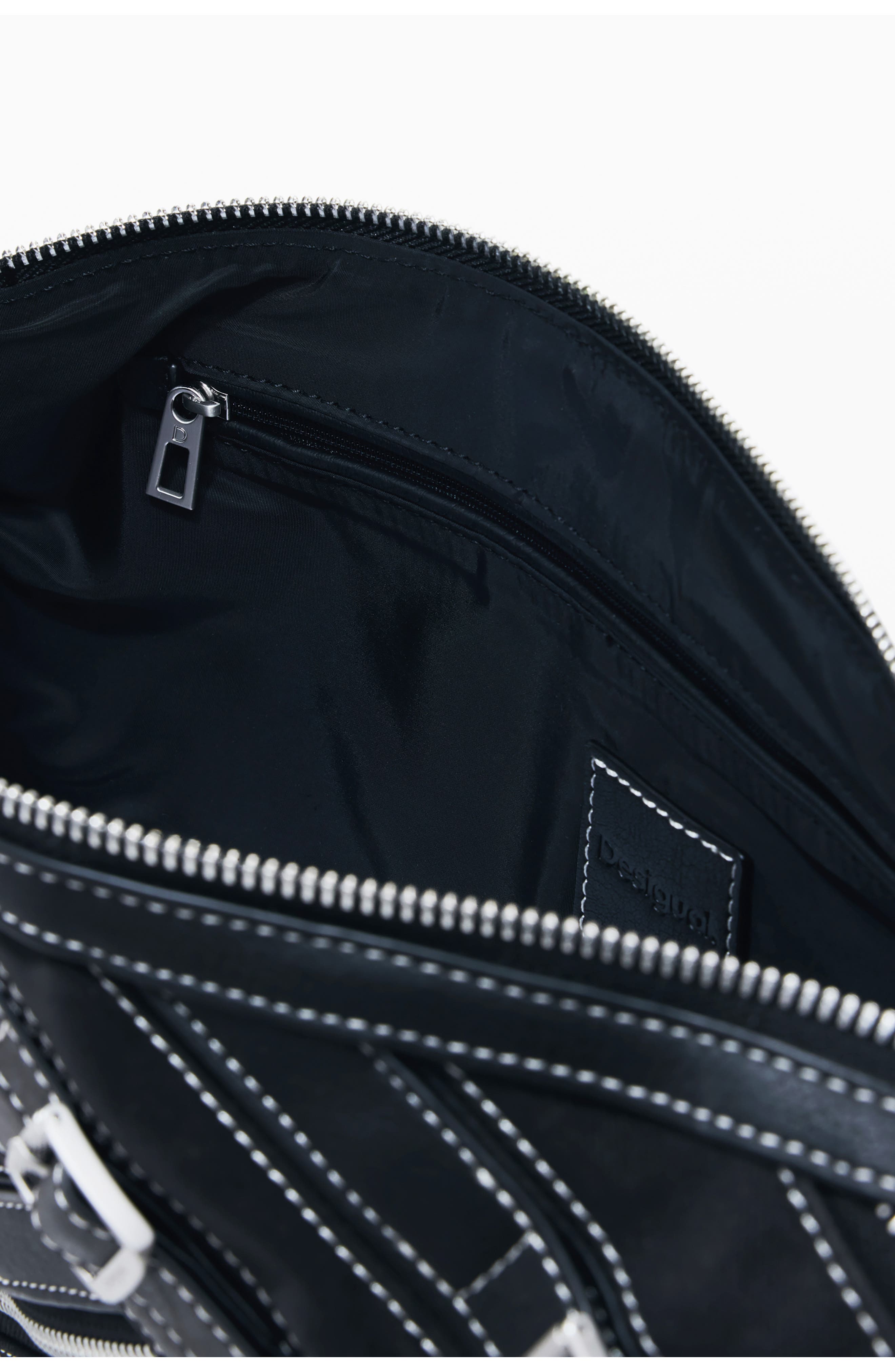 Desigual Small Faux Leather Shoulder Bag, Alternate, color, Black