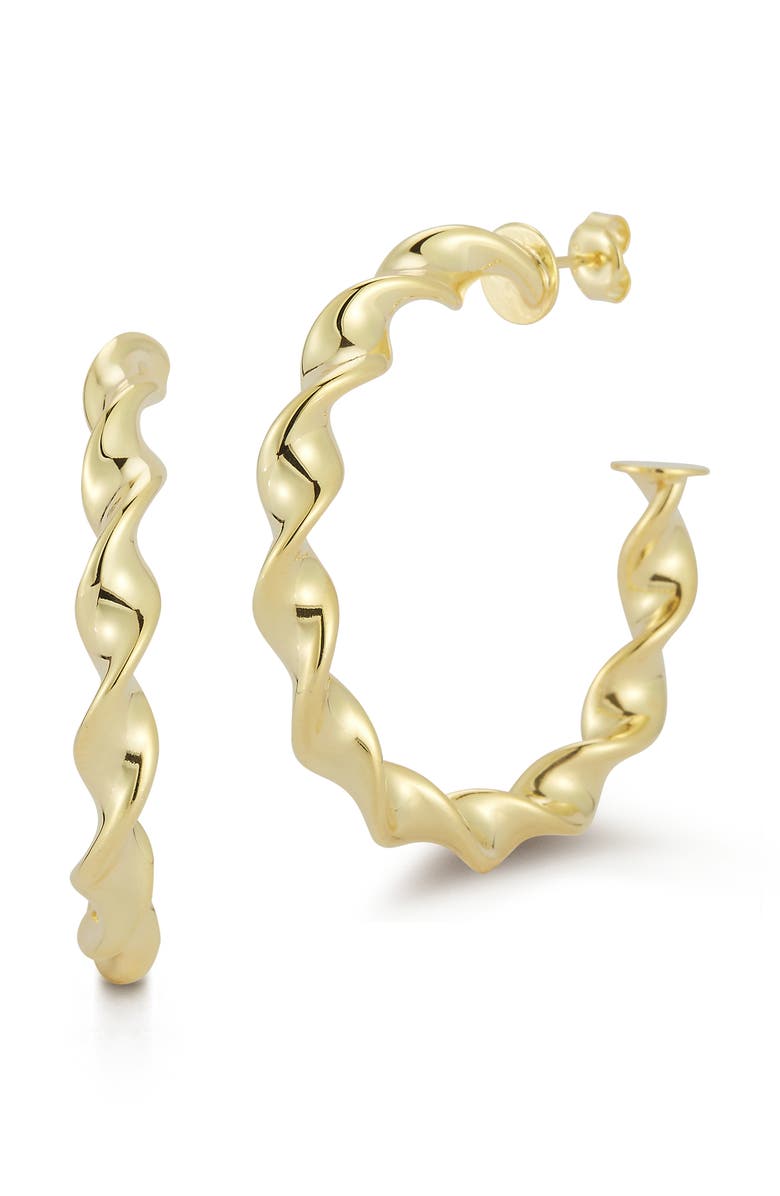 GLAZE JEWELRY 14K Gold Plated Sterling Silver Twisted Hoop Earrings, Main, color, Gold