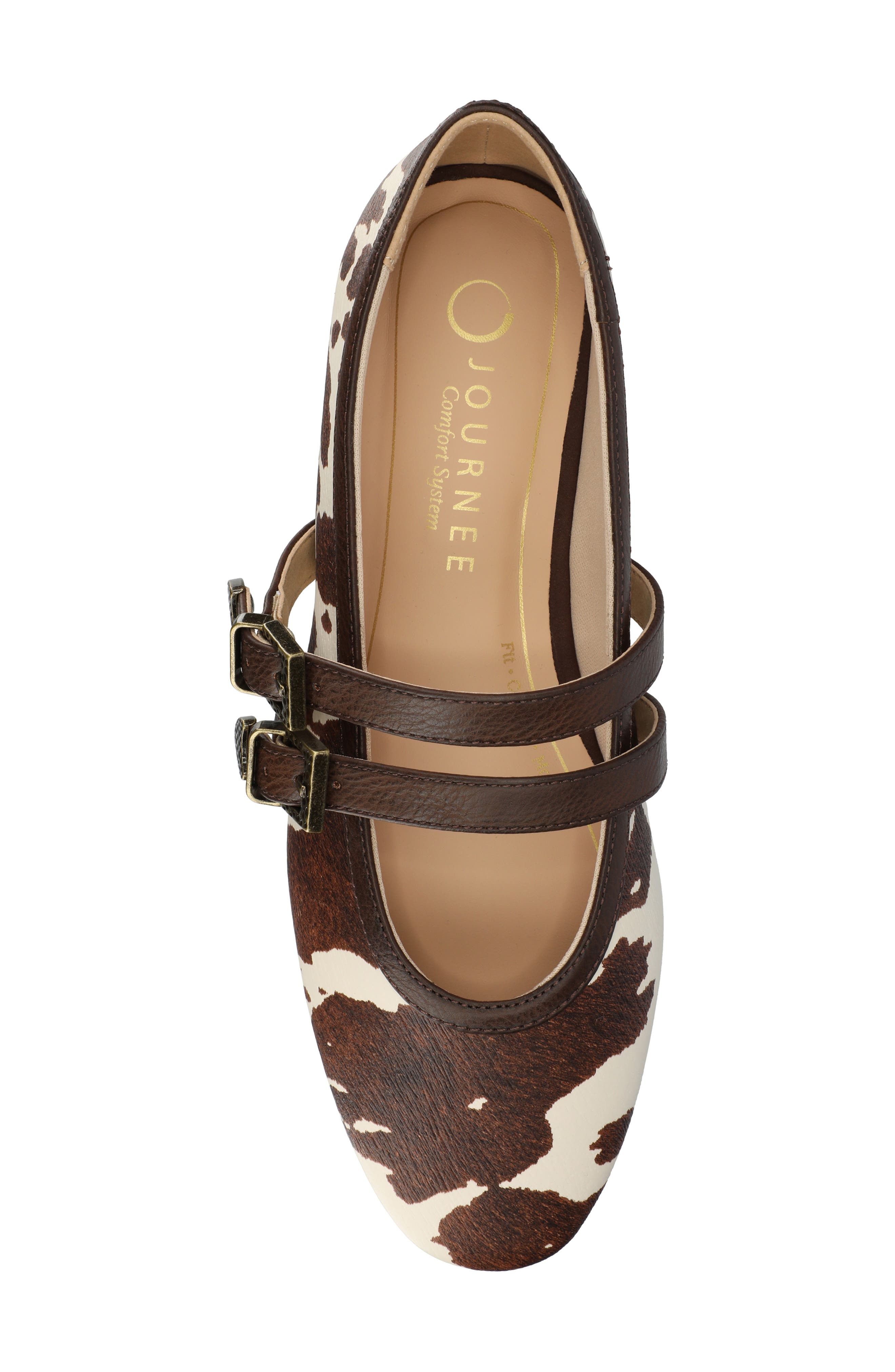 Florene Double Buckle Mary Jane Flat, Alternate, color, COW