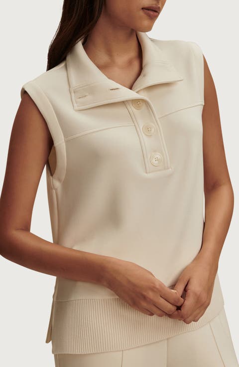 Conall Half Button Sleeveless Top