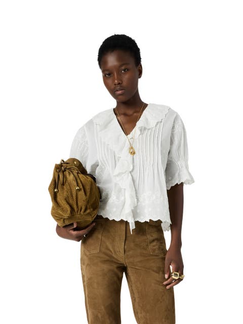 Ceylia Embroidered Ruffle Detail Shirt