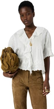 GERARD DAREL Ceylia Embroidered Ruffle Detail Shirt