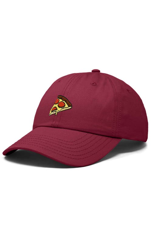Dalix Pizza Slice Embroidered Dad Hat In Maroon