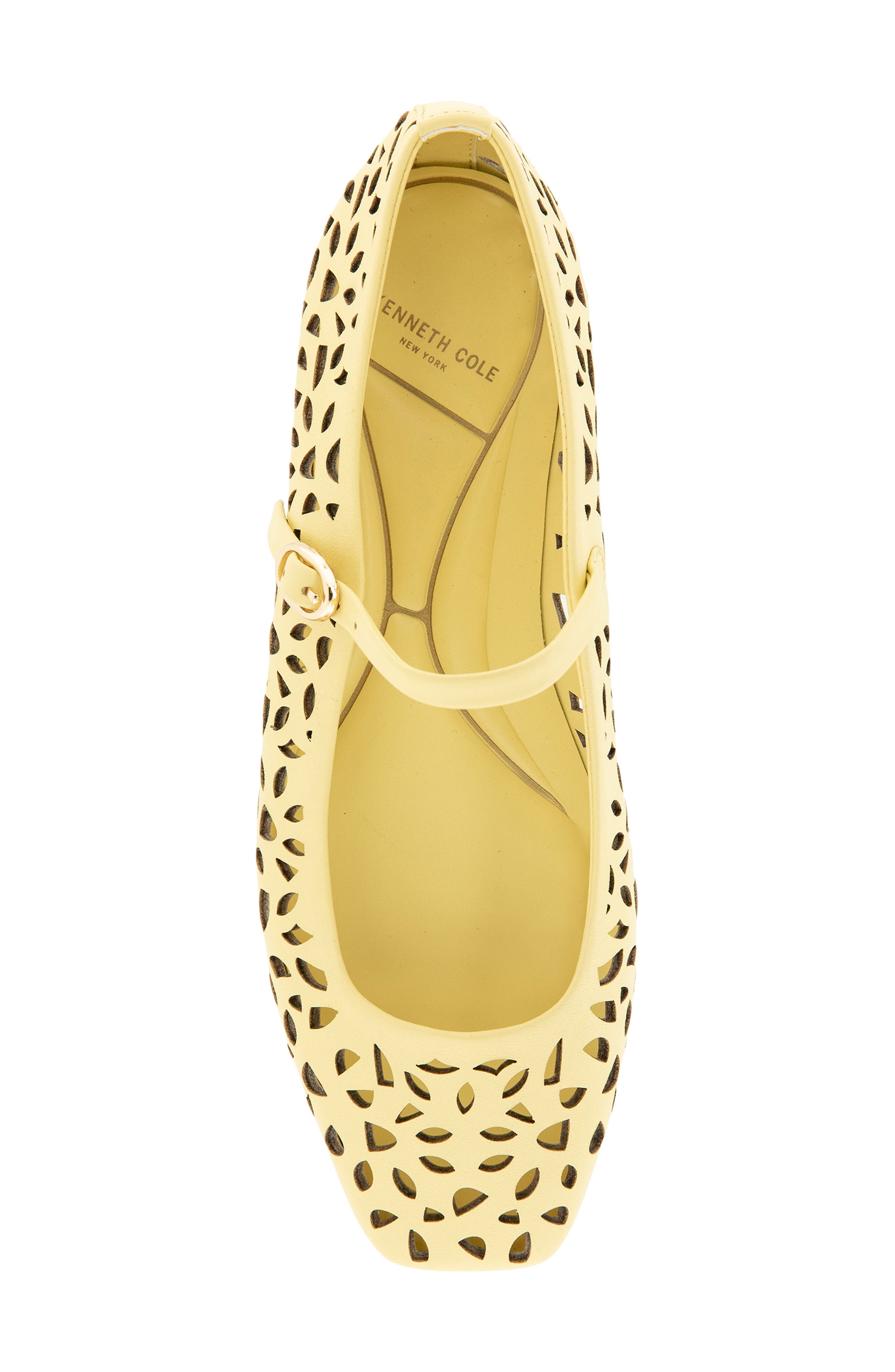 Kenneth Cole Jasper Perforated Mary Jane Flat, Alternate, color, Butter Yellow