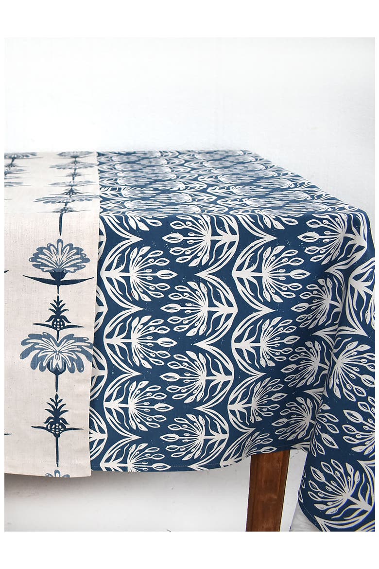 Botanical Tablecloth, Alternate, color, INDIGO