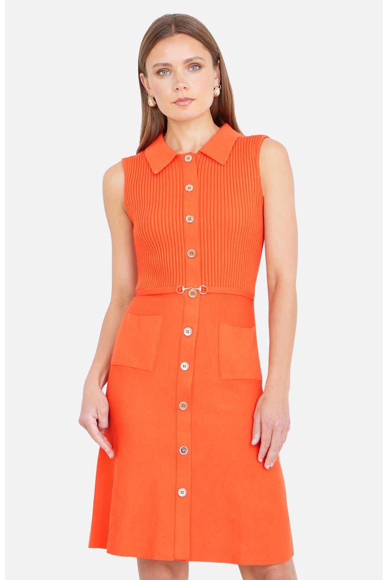 Rib Knitted With Buckle Skater Dress, Alternate, color, Orange