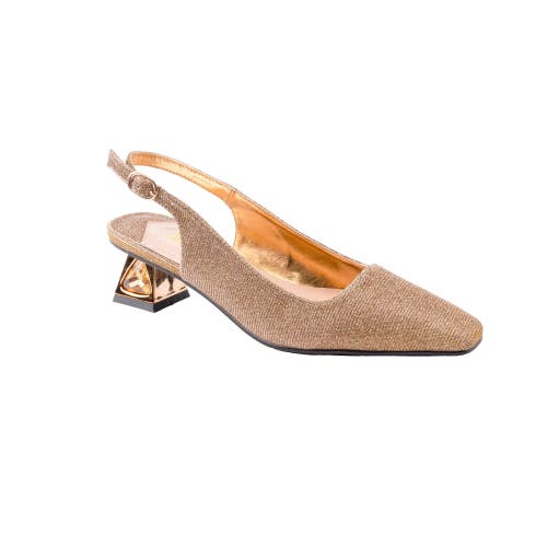 Lady Couture Jewel Heel Slingback Pump In Gold