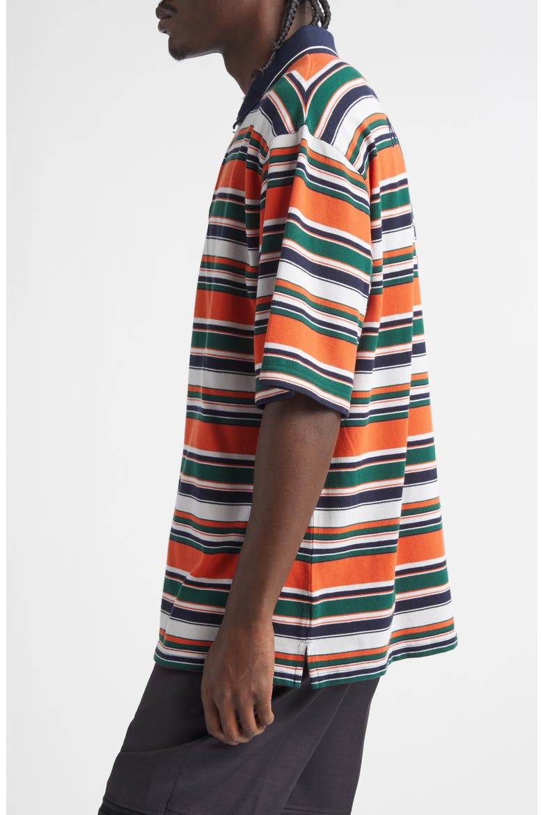 Oversize Stripe Polo, Alternate, color, GREEN/ ORANGE