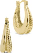 Sterling Forever Athena Rib Hoop Earrings