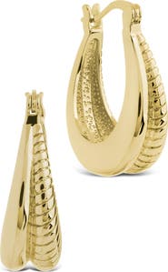 Sterling Forever Athena Rib Hoop Earrings