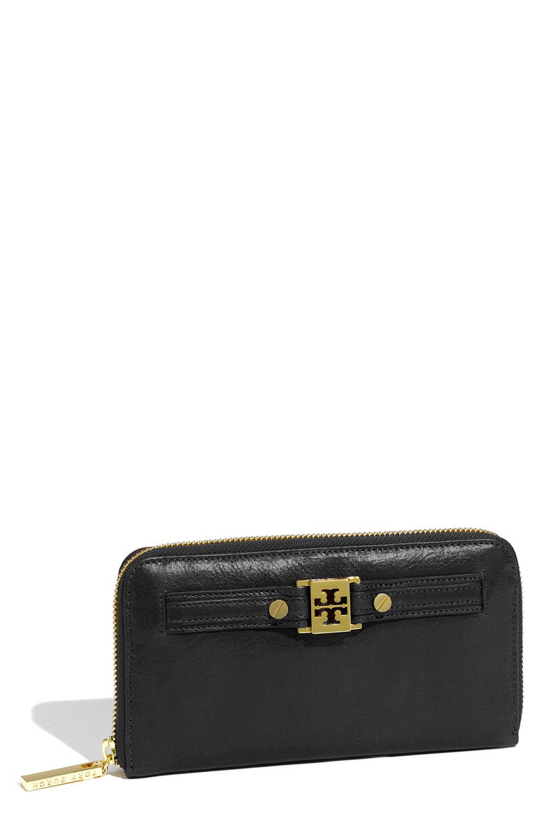 Leather Continental Wallet, Main, color, BLACK