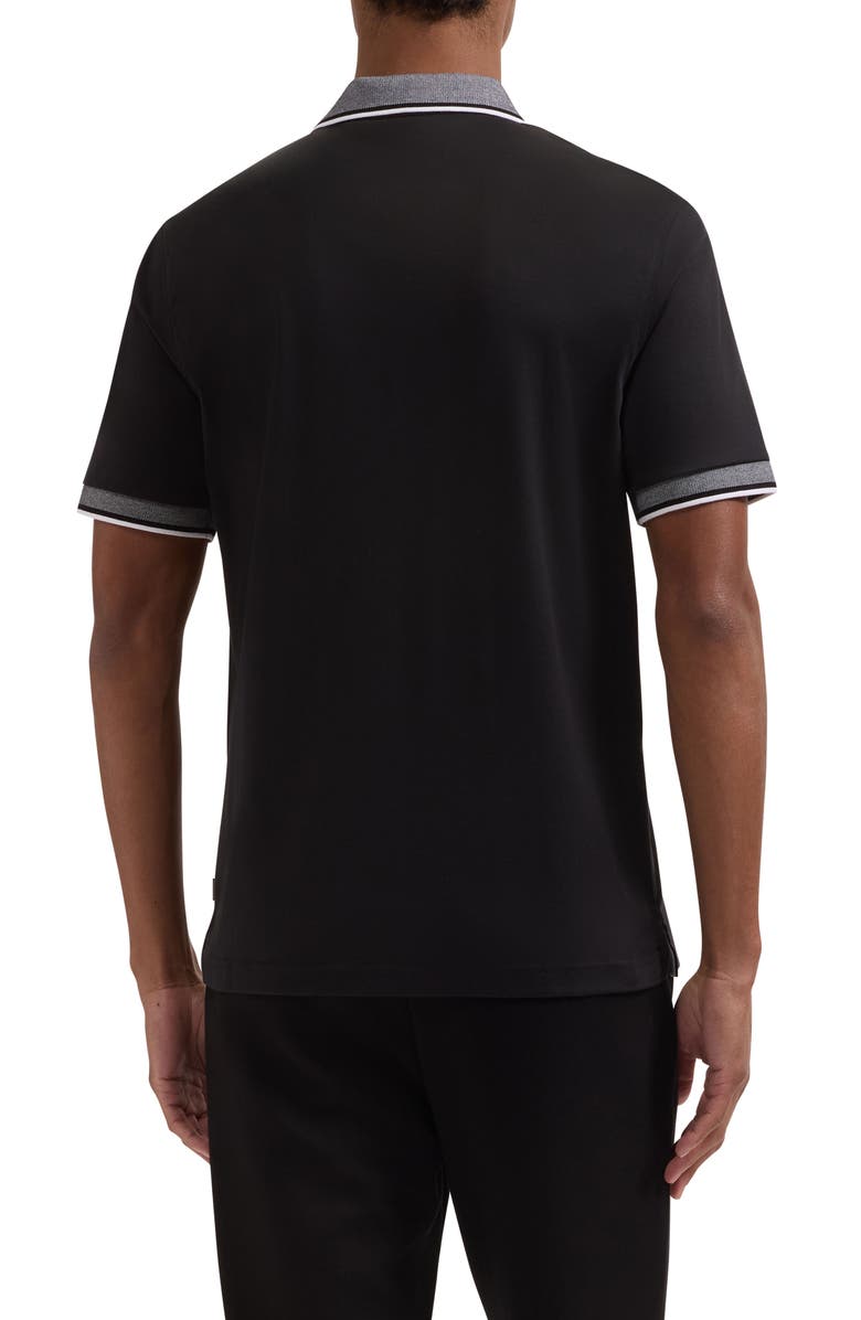 Bugatchi Tipped Pima Cotton Piqué Polo, Alternate, color, Black