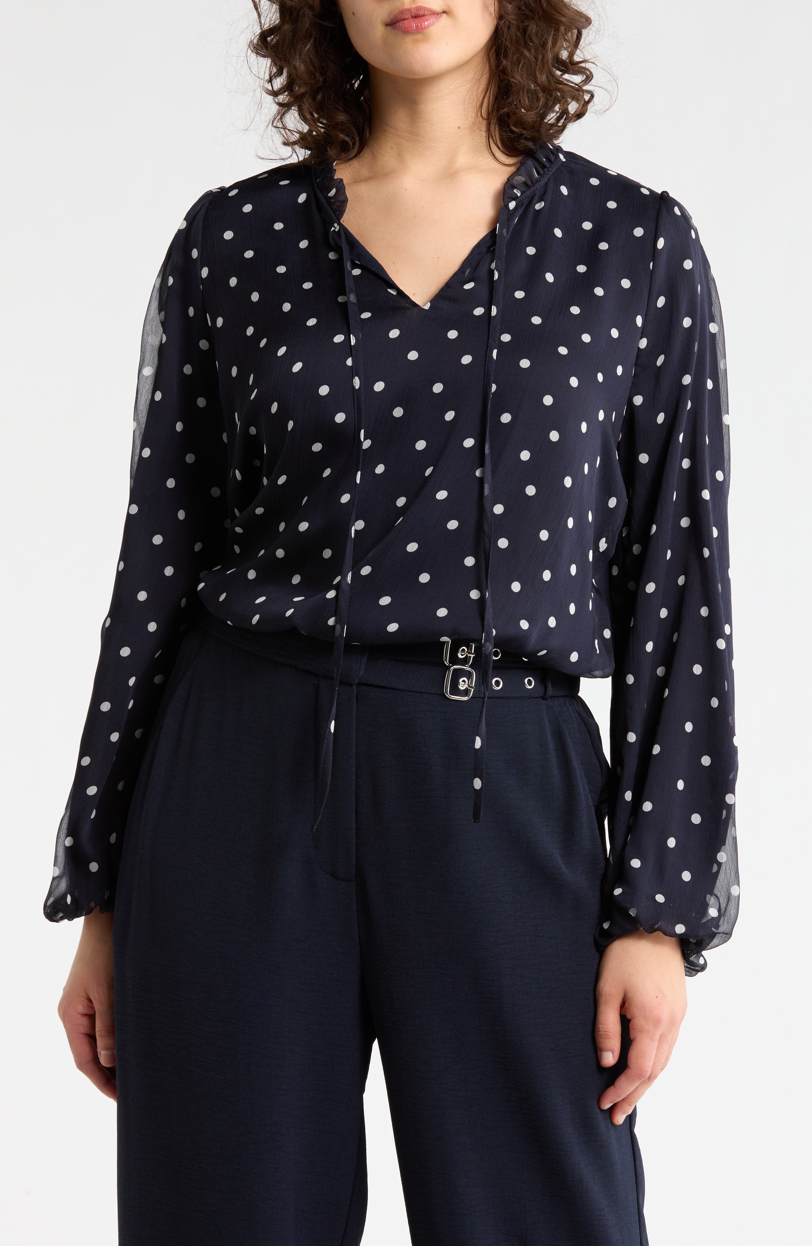 Adrianna Papell Ruffle Neck Top
