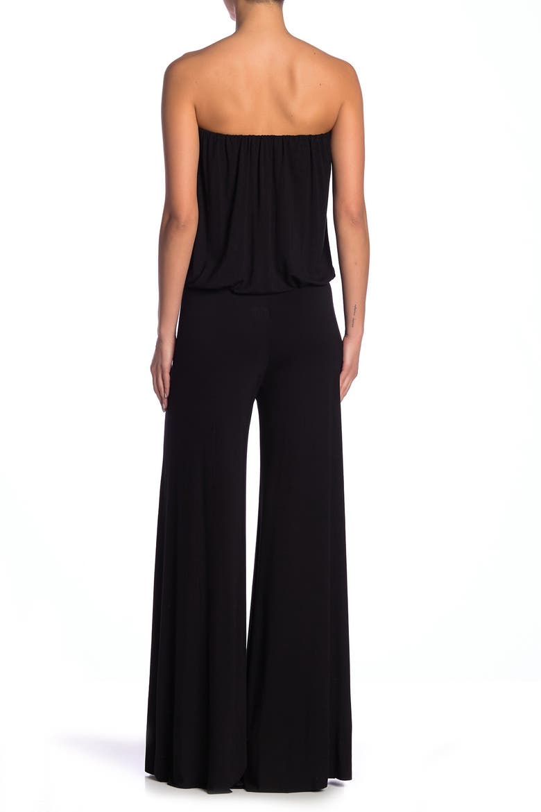 Sydney Blouson Strapless Jumpsuit, Alternate, color, BLACK