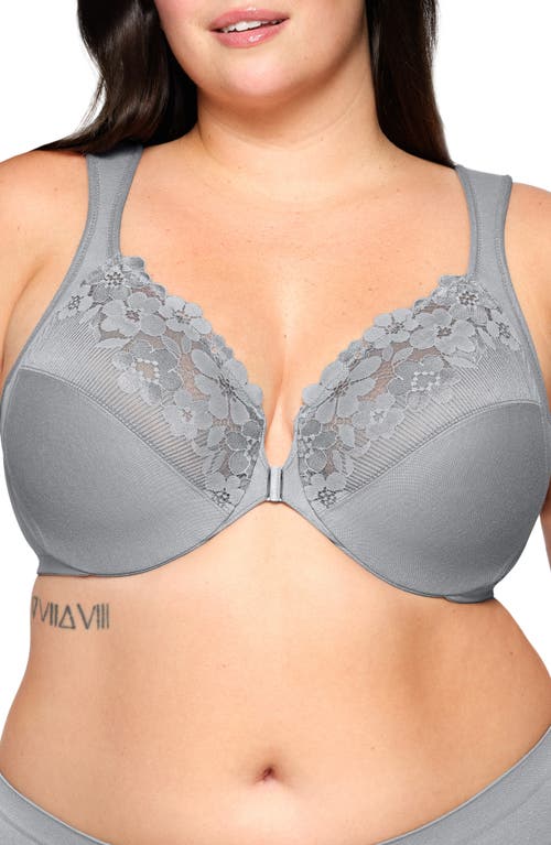 Glamorise Plus Size Front-closure Cotton Wonder Underwire Bra #1241 In Silver