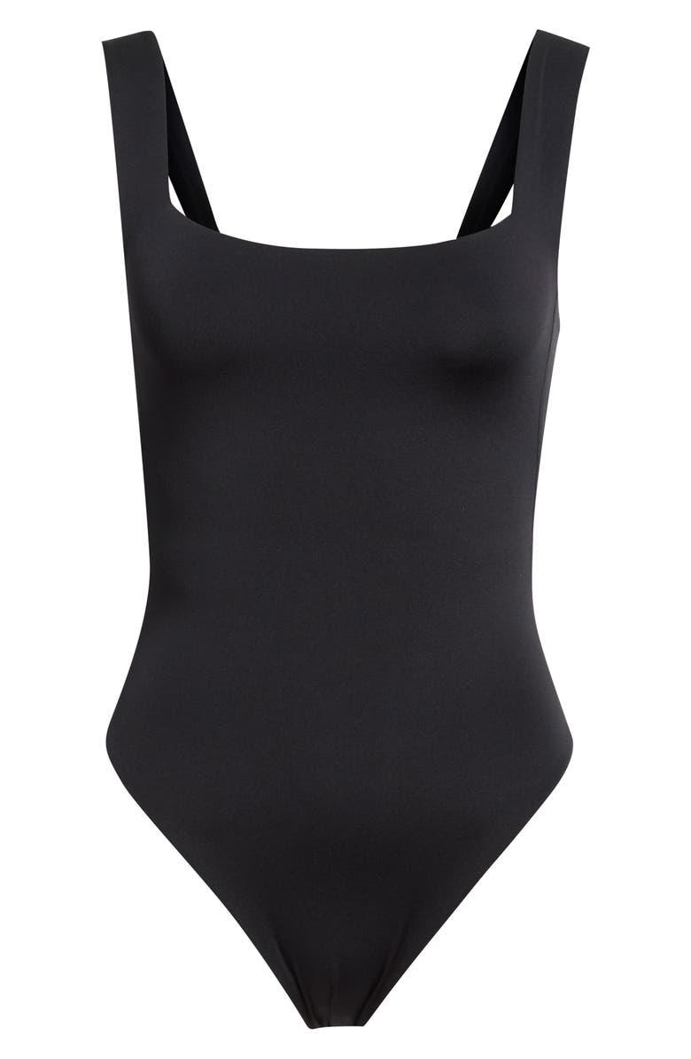 LEFT ON FRIDAY Streamline One-Piece Swimsuit, Main, color, Jet Black