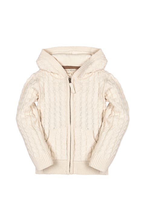 Kids' Organic Full Zip Hooded Sweater with Elbow Patches