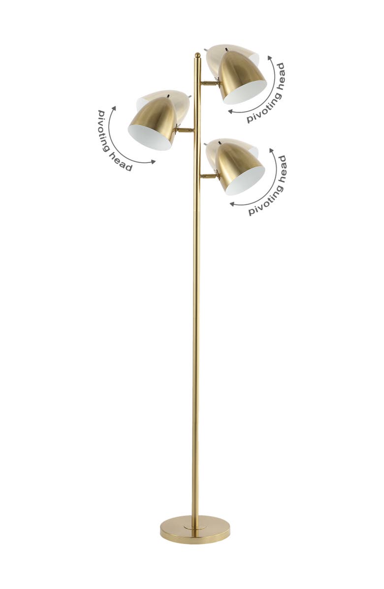 JONATHAN Y Billy 66.5" 3-Light Modern Contemporary Iron LED Floor Lamp, Brass Gold, Alternate, color, Brass Gold