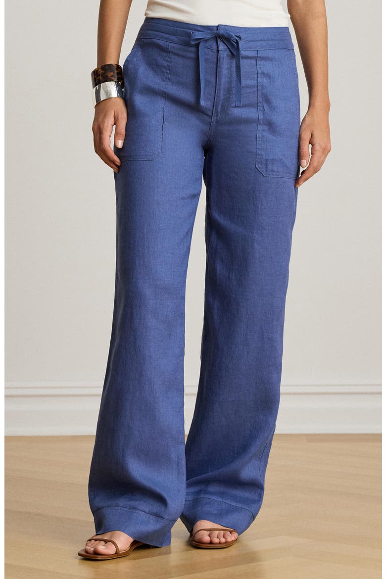 Wide Leg Linen Pants, Alternate, color, INKY BLUE