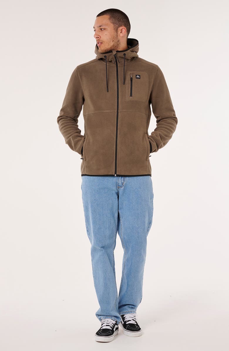Rip Curl Departed Polar Fleece Zip Hoodie, Alternate, color, Rock