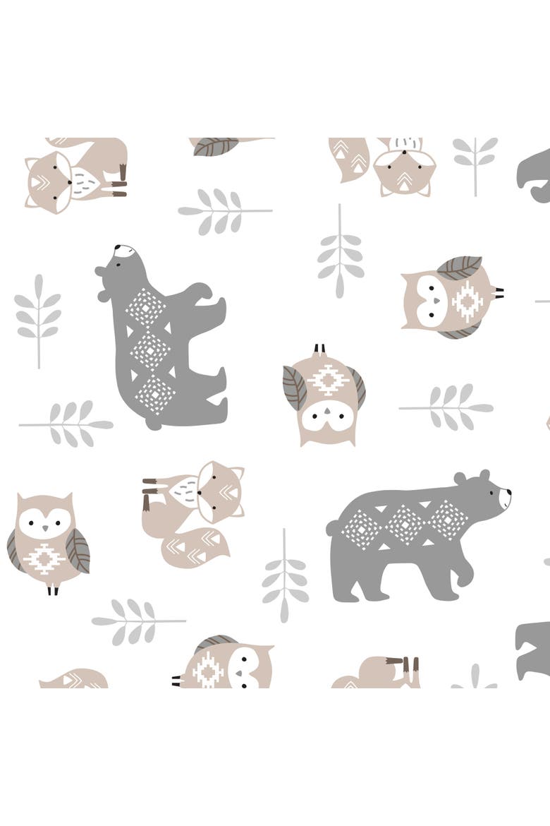 Woodland Forest Animal 100% Cotton Baby Fitted Crib Sheet, Alternate, color, White Multi