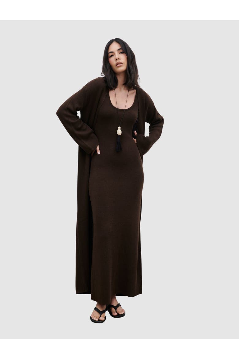 Dora Maxi Knit Cardigan, Main, color, Chocolate