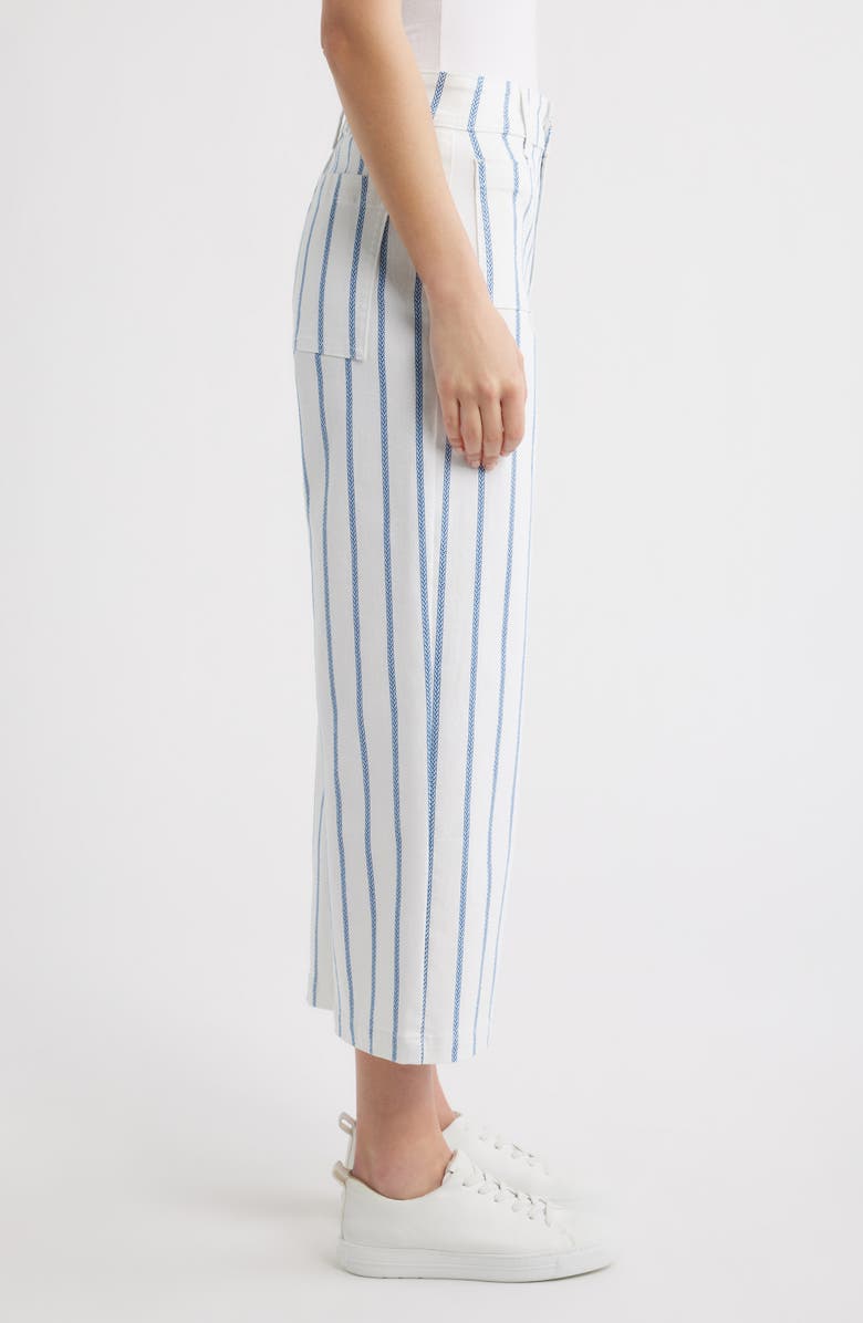 CITY BLUES Stripe Crop Wide Leg Pants, Alternate, color, White/ Cobalt