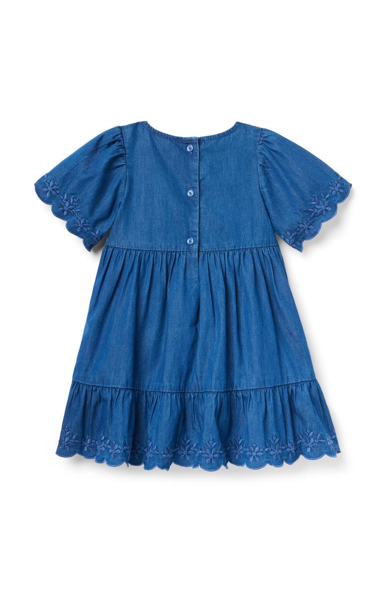 Janie and Jack Embroidered Floral Chambray Dress, Alternate, color, Blue