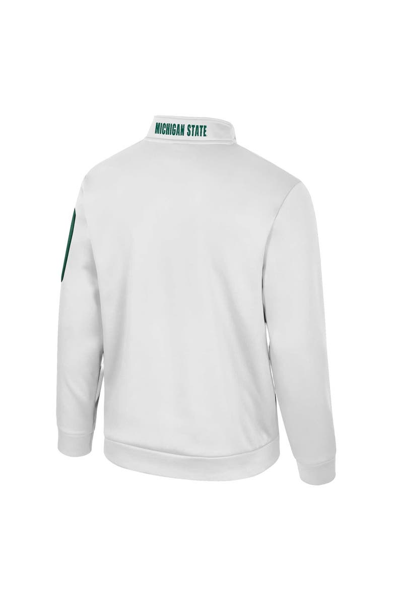 COLOSSEUM Men
s Colosseum White Michigan State Spartans Mainframe Quarter-Zip Fleece Jacket, Alternate, color, 