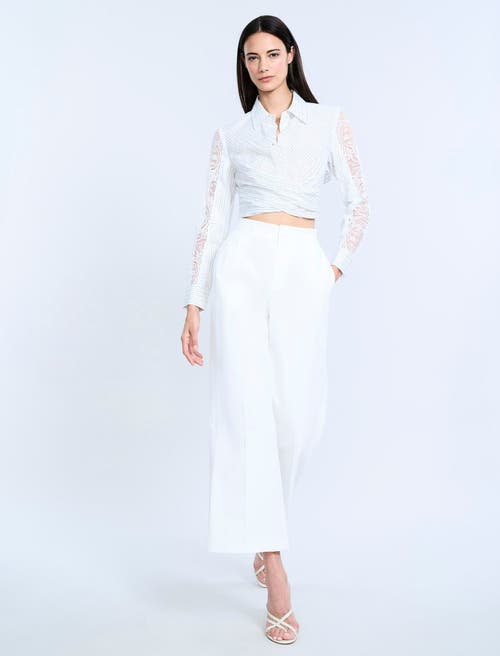Bcbg Lace Stripe Tie Back Top In White