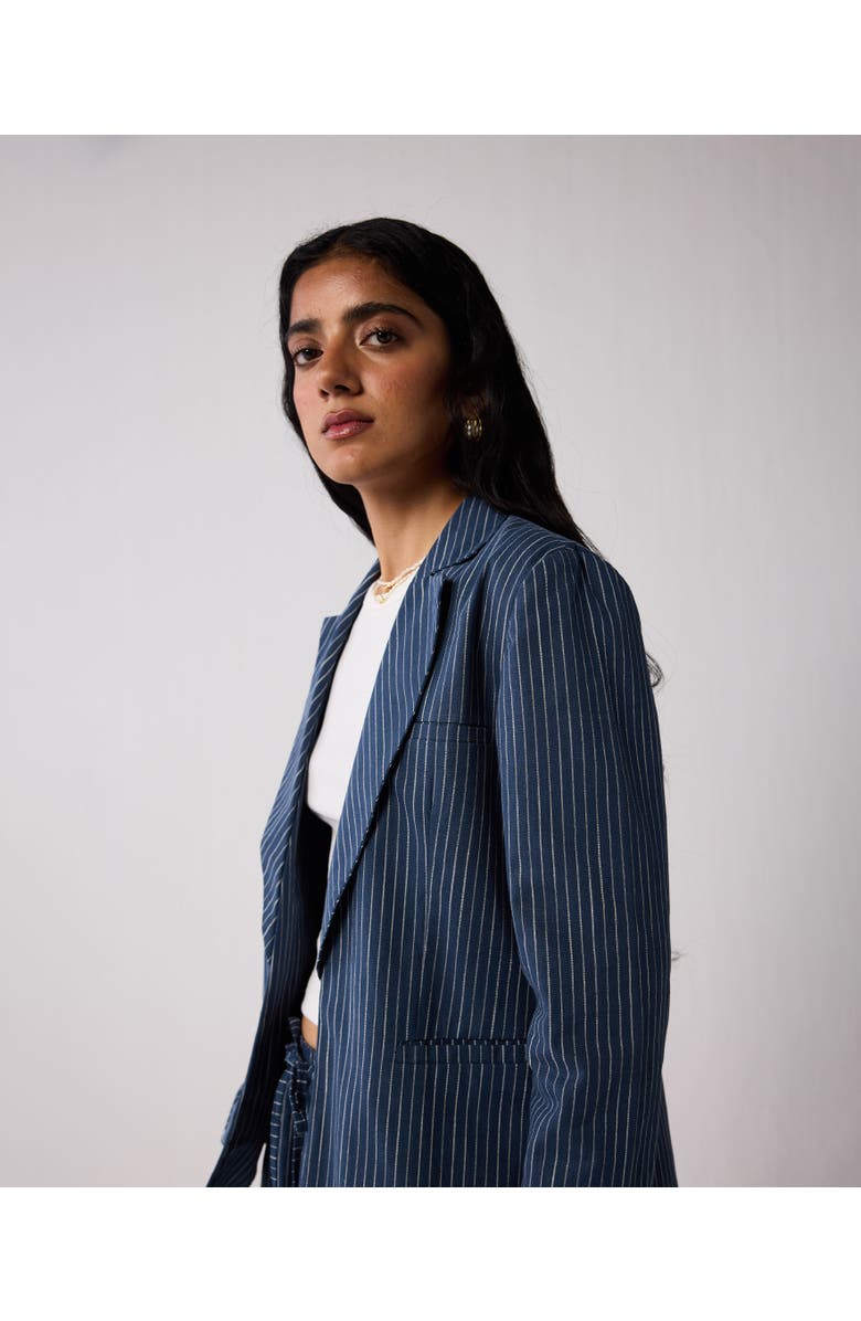 Reistor Weekday Blazer and Wide-leg Drawstring Pants Set, Alternate, color, Twilight Tracks