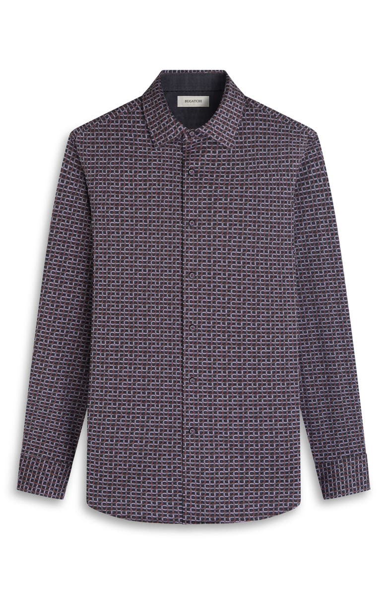 Bugatchi Jimmy OoohCotton<sup>®</sup> Check Button-Up Shirt, Alternate, color, Mahogany