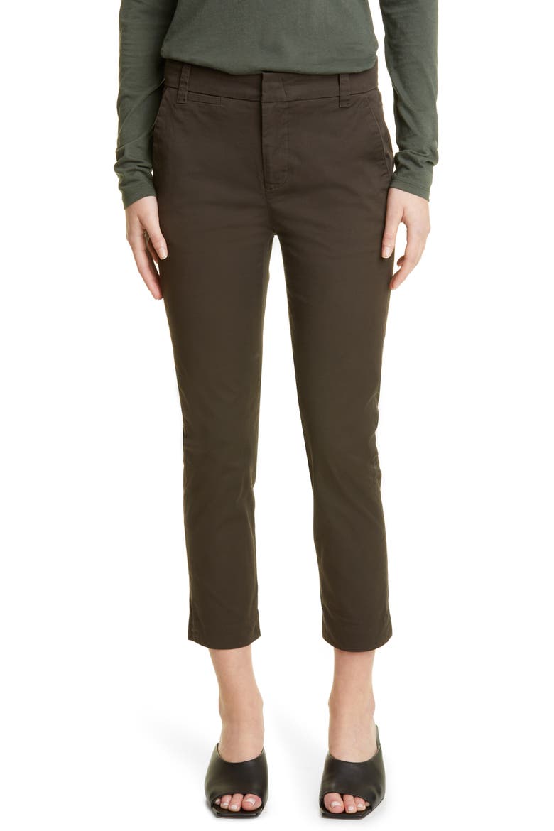 Crop Stretch Cotton Chinos, Main, color, DEEP LAUREL
