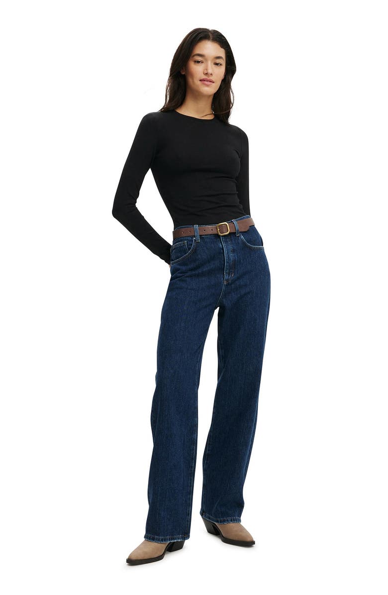 Cotton On Women's All Day Crew Long Sleeve, Alternate, color, Black