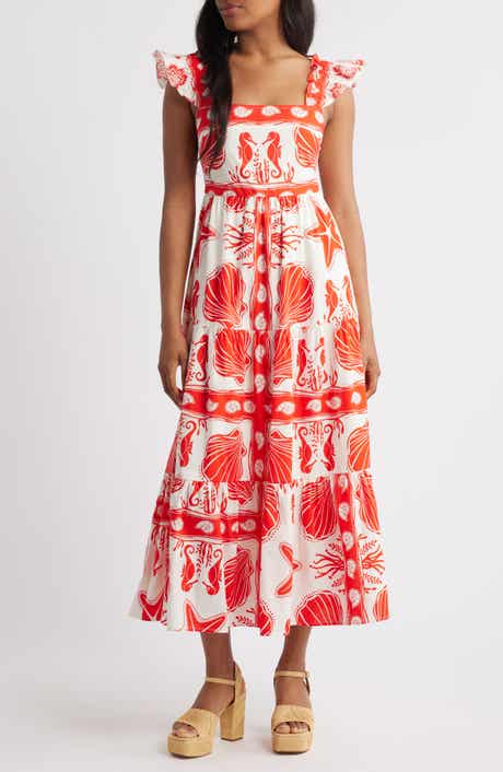 MOON RIVER Ruffle Strap Maxi Dress