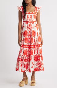 MOON RIVER Ruffle Strap Maxi Dress