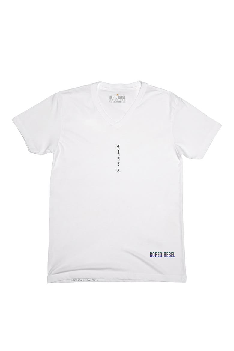 Groomsman V-Neck Graphic Undershirt, Alternate, color, WHITE