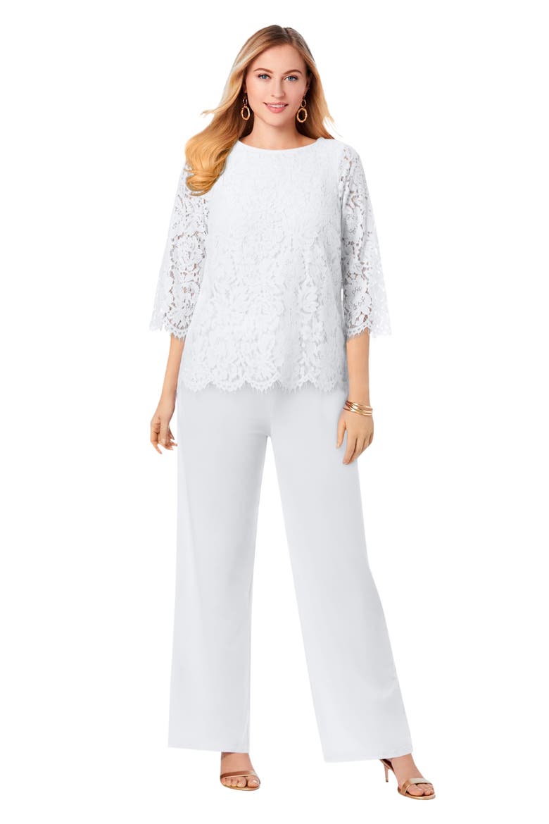 Popover Lace Jumpsuit, Main, color, WHITE