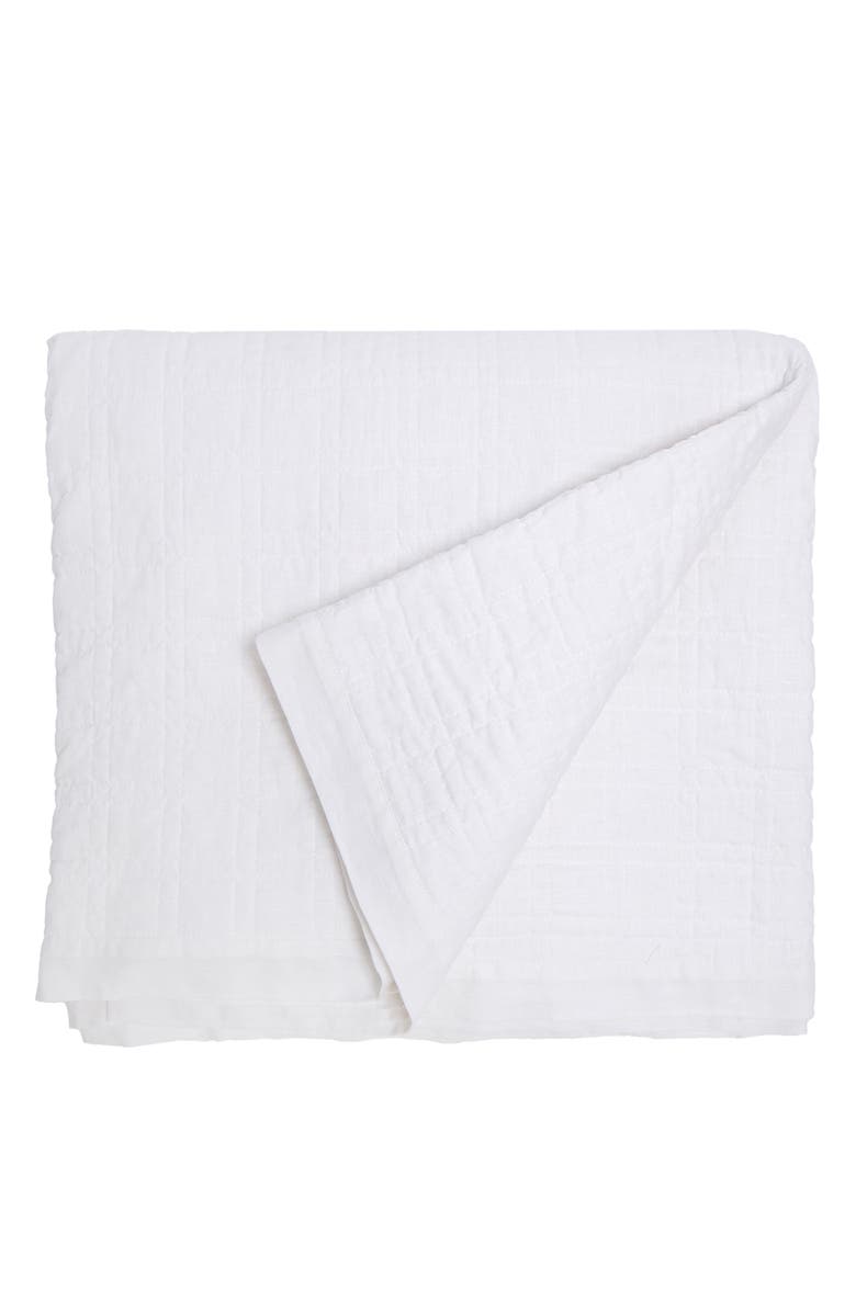 Pom Pom at Home Owen Quilted Linen Coverlet, Main, color, White