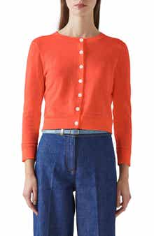 LK Bennett Michelle Stretch Cotton Blend Cardigan Sweater