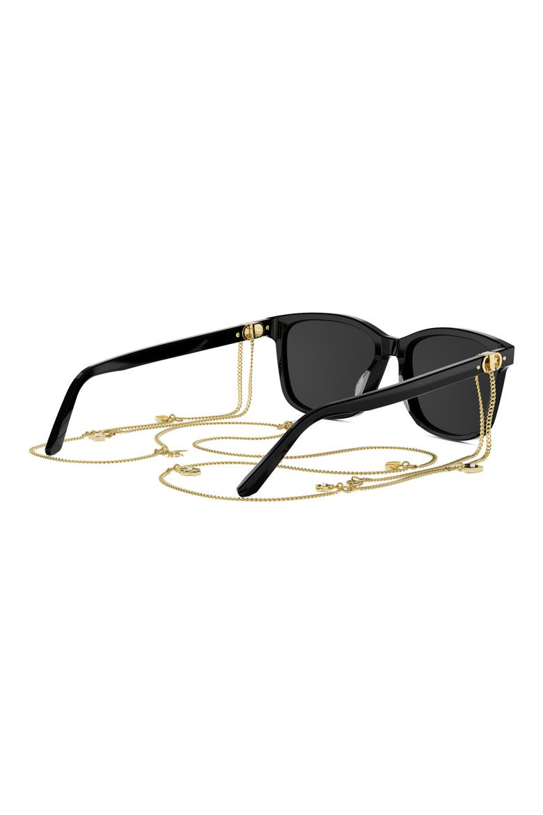 Petit CD S2I Rectangular Sunglasses, Alternate, color, SHINY BLACK / SMOKE