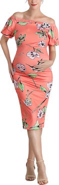 Kimi & Kai Aida Convertible Shoulder Ruched Maternity Dress
