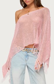 EDIKTED Sequin Fringe Poncho