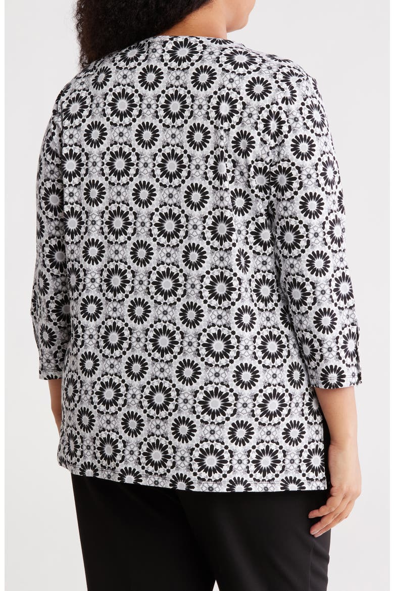 Surplice V-Neck Stretch Cotton Top, Alternate, color, BLACK MULTI
