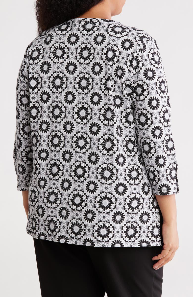 RUBY RD Surplice V-Neck Stretch Cotton Top, Alternate, color, Black Multi