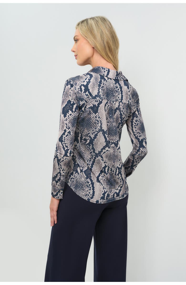 Anatomie Printed Tania Long sleeve Snap Front Top, Alternate, color, Python