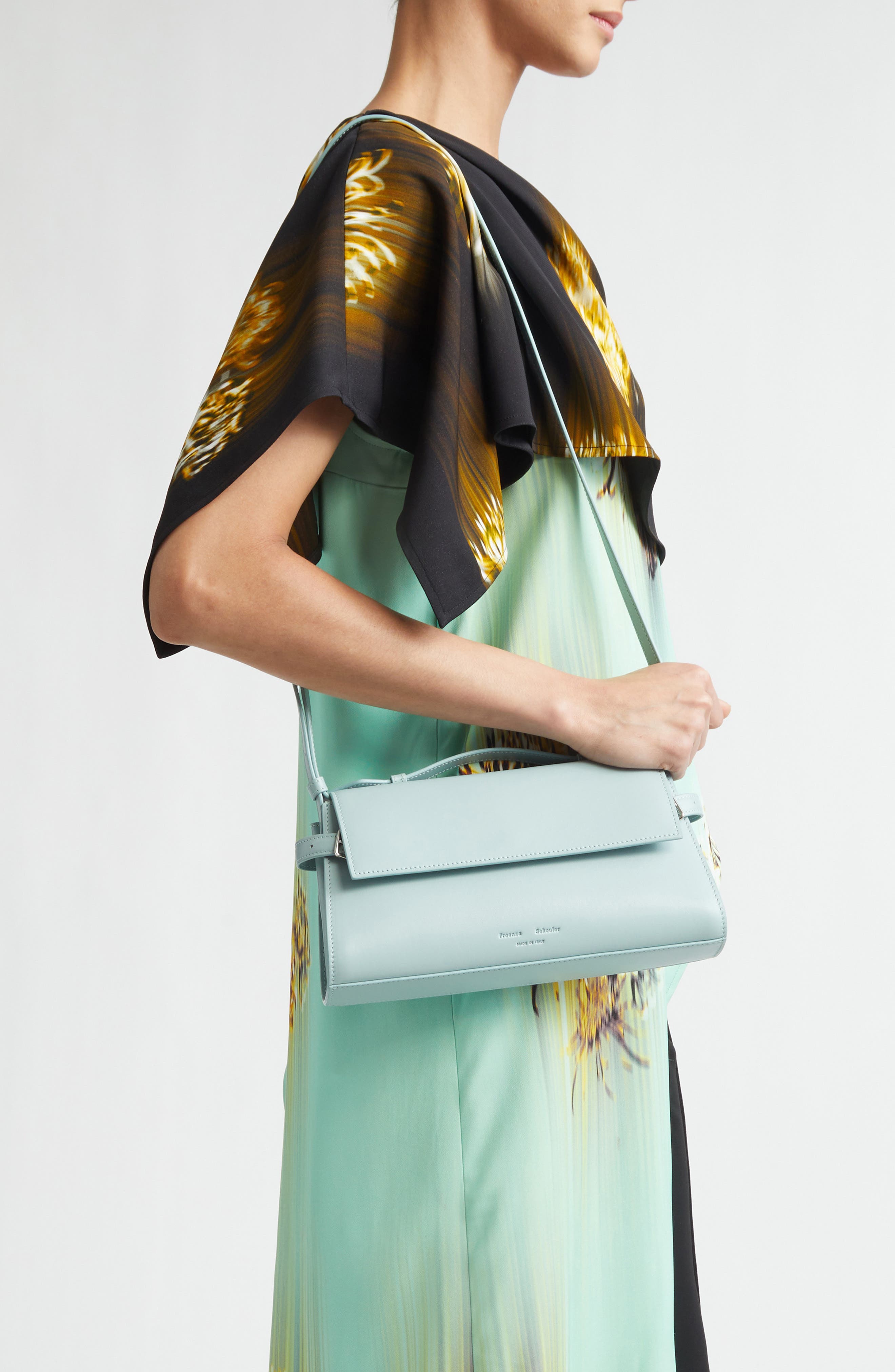 Proenza Schouler Tate Leather Clutch, Alternate, color, Stone Blue